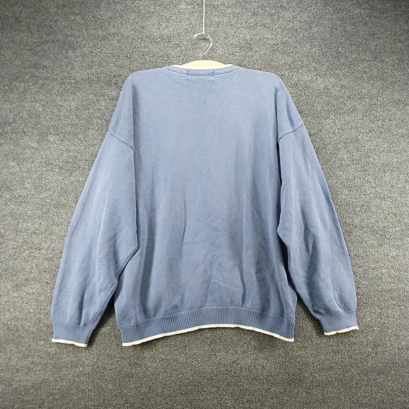 John Ashford Men's Pullover Golf Sweater Blue XL Diamond Argyle Crew Neck Cotton - Picture 6 of 13